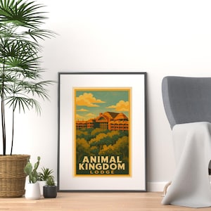 Animal Kingdom Lodge Poster – Retro Disney Hotel Wall Art – Digital Download