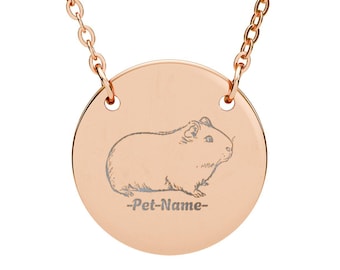 Personalized Guinea Pig Necklace - Custom Pet Name Jewelry - Minimalist Stainless Steel Keepsake