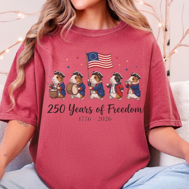 Guinea Pigs Fourth of July 250 Years of Freedom Comfort Colors Tank Top T-Shirt image 4