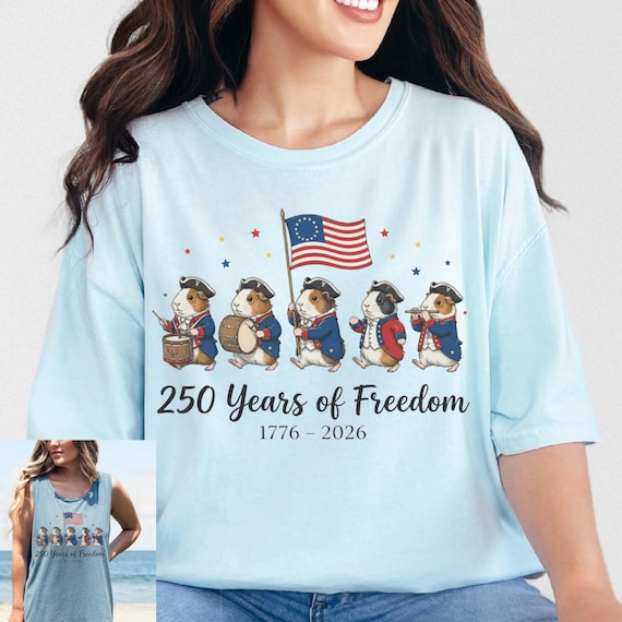 Guinea Pigs Fourth of July 250 Years of Freedom Comfort Colors Tank Top T-Shirt