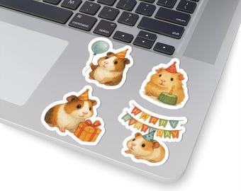 Guinea Pig Birthday Stickers: Party Animal Vinyl Decals