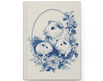 Carnet à couverture rigide Cochon d'Inde, carnet de notes en toile bleue