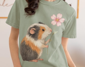 Guinea Pig Flower T-Shirt – Comfort Colors Pet Lover Tee