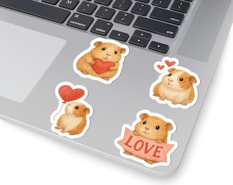 Guinea Pig Valentine Stickers - Waterproof Vinyl Sticker Set - Kawaii Decals - Laptop Journal Scrapbook