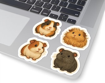 Guinea Pig Stickers: Floral Cavy Decals for Laptop, Water Bottle