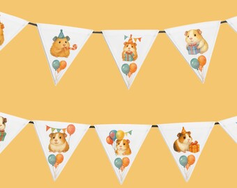 Guinea Pig Birthday Banner: Watercolor Canvas Garland