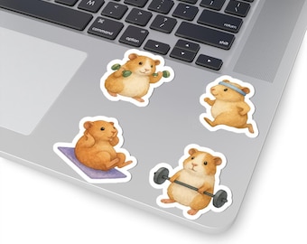 Meerschweinchen Workout Aufkleber - Aquarell Vinyl Aufkleber