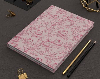 Carnet à couverture rigide en toile de cochon d'Inde rose, carnet recto-verso