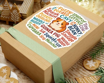 Guinea Pig Sticker: Word Cloud Vinyl Decal - Pet Lover Gift