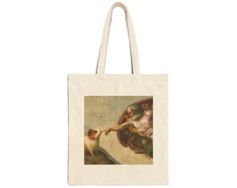 Meerschweinchen Sixtinische Kapelle Einkaufstasche, Lustige Kunst Leinwand Shopper