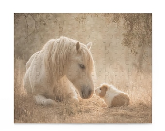 Horse & Guinea Pig Jigsaw Puzzle – Whimsical Animal Friendship Art (120-500 pcs)