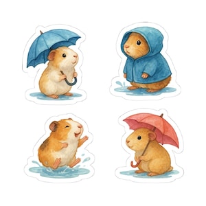 Meerschweinchen Aufkleber, Meerschweinchen Aufkleber, glänzende Vinylaufkleber, Aquarellaufkleber, süsse Tierkunst, Haustiergeschenk, Scrapbooking-Laptopdekoration