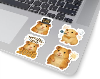 Guinea Pig Stickers - Vinyl Sticker Pack - 2026 New Year's Eve Party Favors - Cavy Gifts