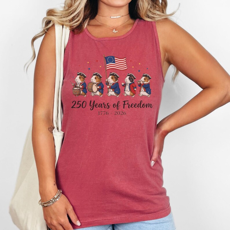 Guinea Pigs Fourth of July 250 Years of Freedom Comfort Colors Tank Top T-Shirt image 5