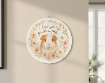 Guinea Pig Wooden Sign – Watercolor Floral Pet Decor