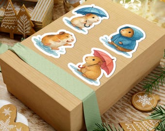 Watercolor Guinea Pig Stickers: Glossy Vinyl Decals for Laptop, Scrapbooking