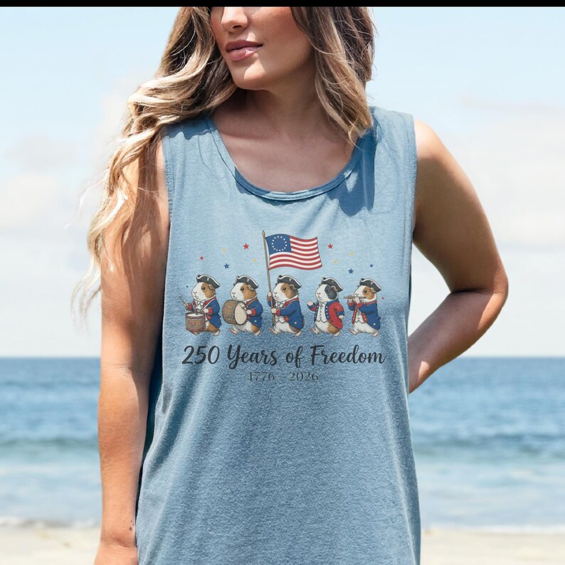 Guinea Pigs Fourth of July 250 Years of Freedom Comfort Colors Tank Top T-Shirt image 12