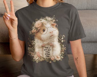 Floral Guinea Pig T-Shirt – Whimsical Cottagecore Pet Mom Tee