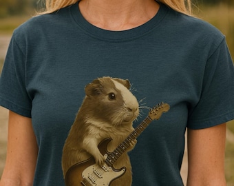 Rock Star Guinea Pig T-Shirt: Vintage Style Music Lover Tee