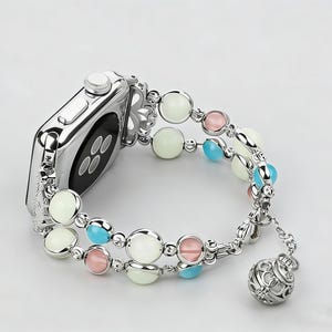 Handmade Luminous Beaded Apple Watch Band, Aromatherapy Diffuser iWatch Strap,Gift for Her,Compatible with Apple Watch 38mm 40mm42mm 44mmlm4