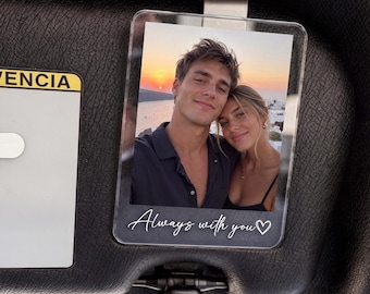 Personalized Car Sun Visor Photo Clip,Couple Anniversary Gift,Custom Picture Fridge Magnet, Drive Safe Dad Gift,Driver Keepsake Gift