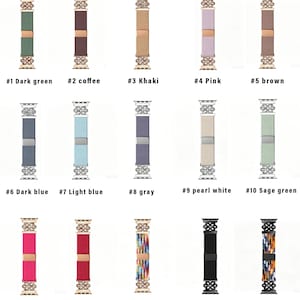 Correa para Apple Watch de mujer, con hebilla magnética trenzada, correa deportiva elástica, compatible con Series 1-11 Ultra SE 38 40 41 42 44 45 49 mm, correa magnética LM1606 imagen 5