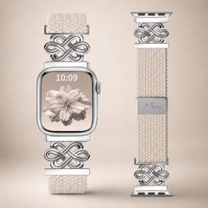 Correa para Apple Watch de mujer, con hebilla magnética trenzada, correa deportiva elástica, compatible con Series 1-11 Ultra SE 38 40 41 42 44 45 49 mm, correa magnética LM1606 imagen 1
