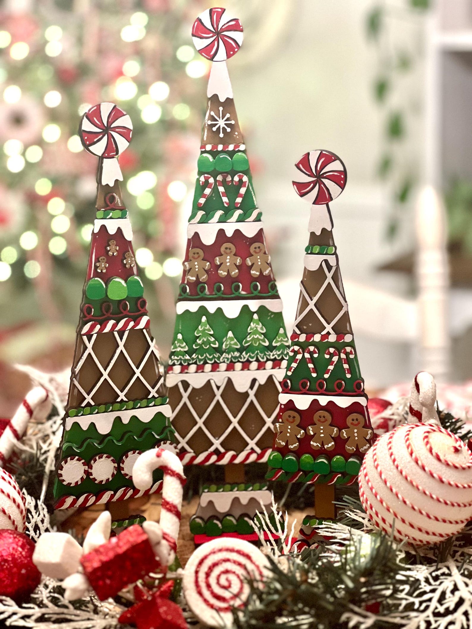 Set of 3 Gingerbread Wooden Trees - Etsy