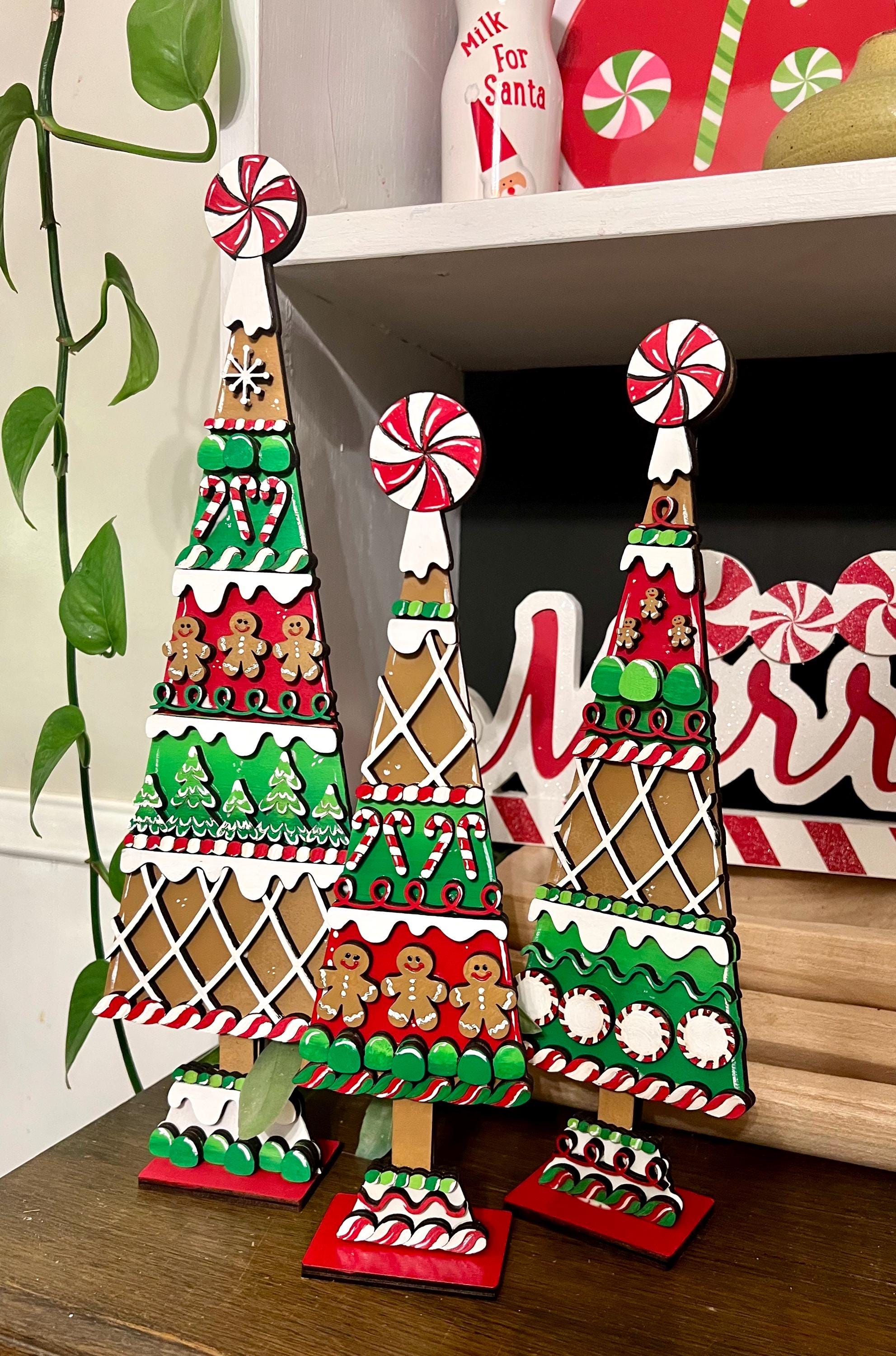 Set of 3 Gingerbread Wooden Trees - Etsy