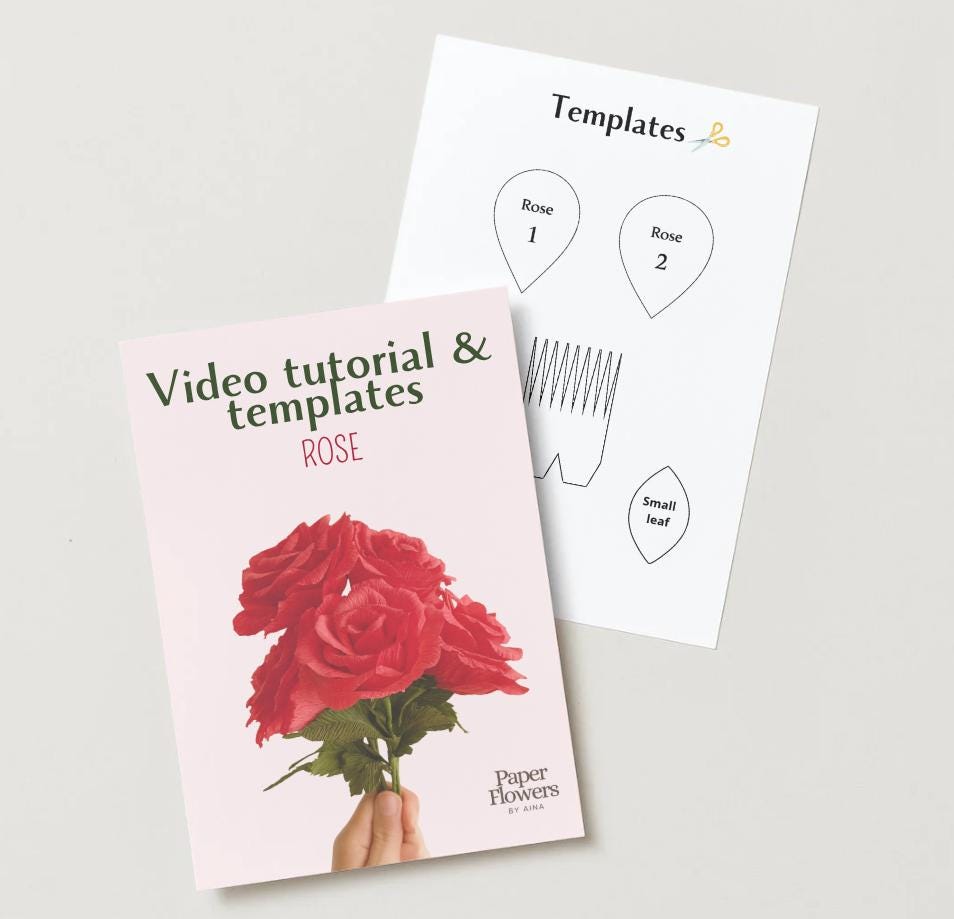 Beginner Crepe Paper Rose Tutorial – PDF Templates + Step by Step Video ...