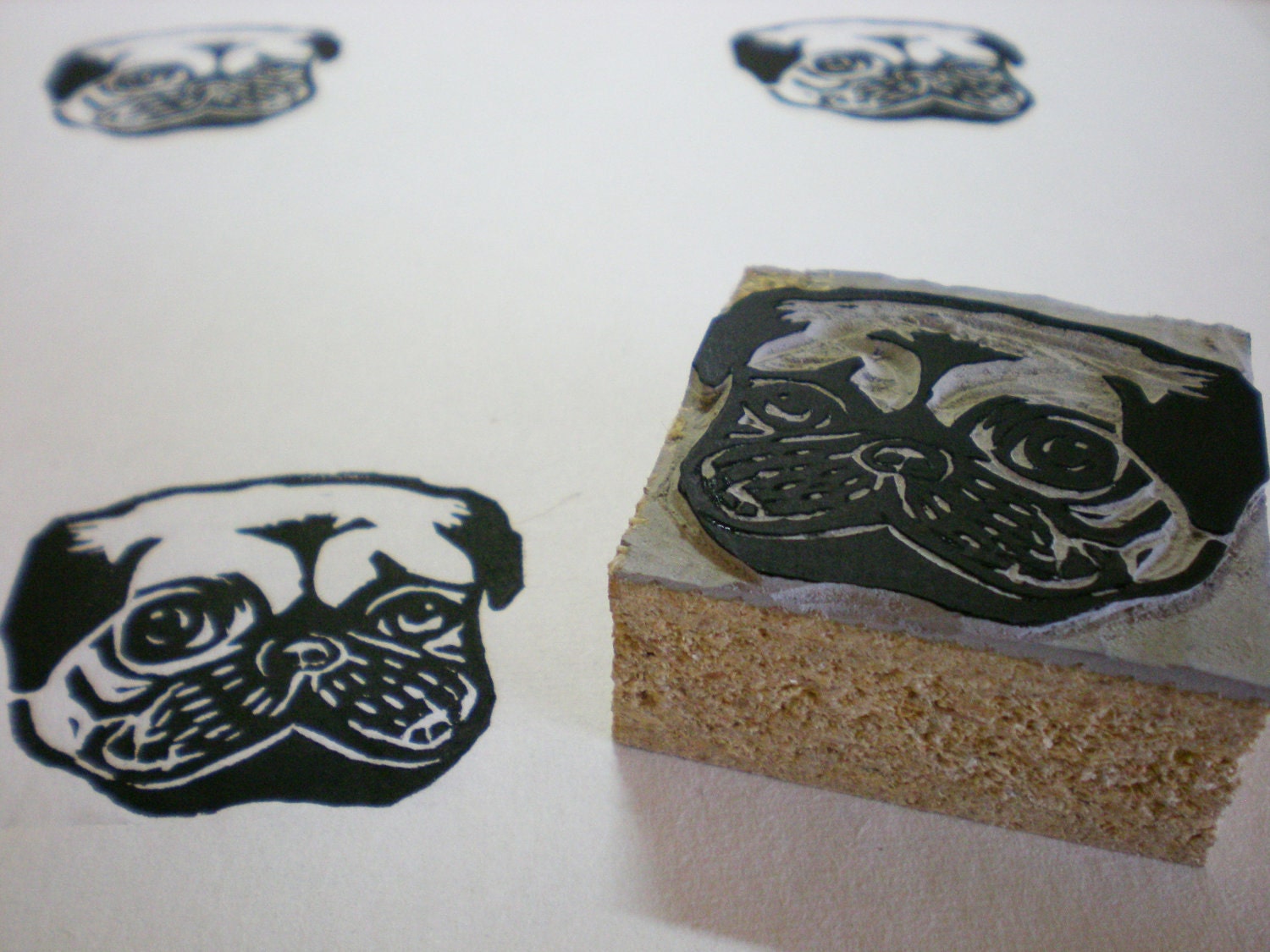 Pug Linoleum Stamp 2 X 2 Made to Order Etsy