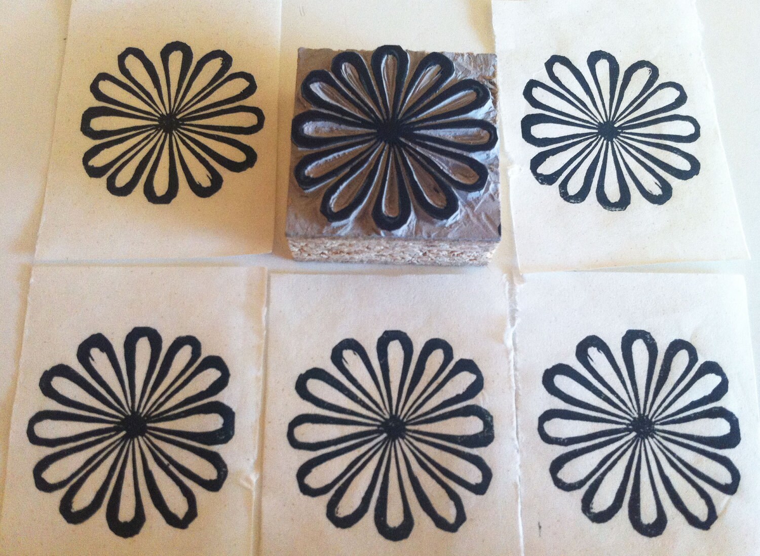Retro Flower Stamp Hand Carved Linoleum 2x 2 Etsy