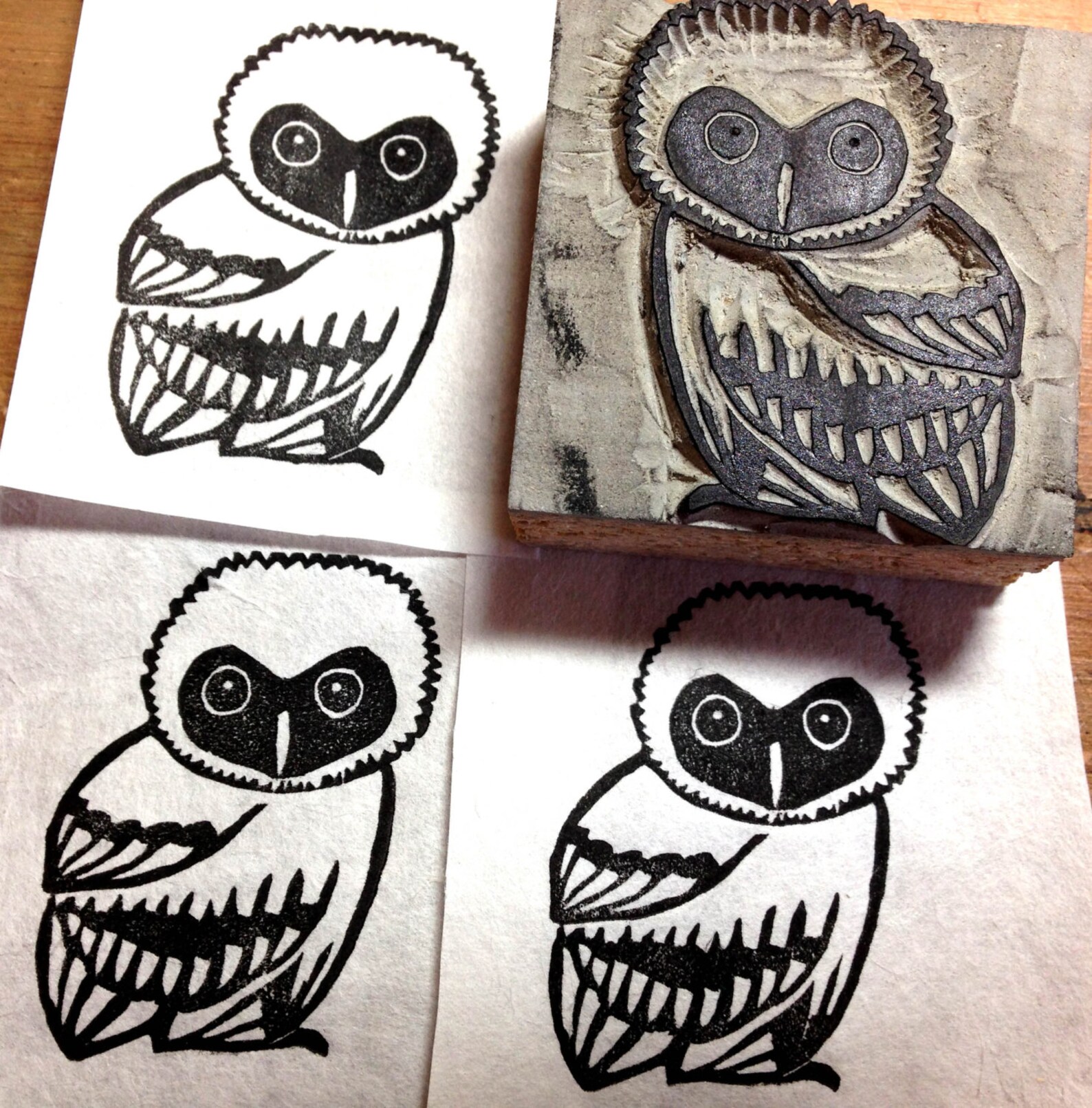 Owl Stamp Hand Carved Linoleum 2x2 Made to Etsy