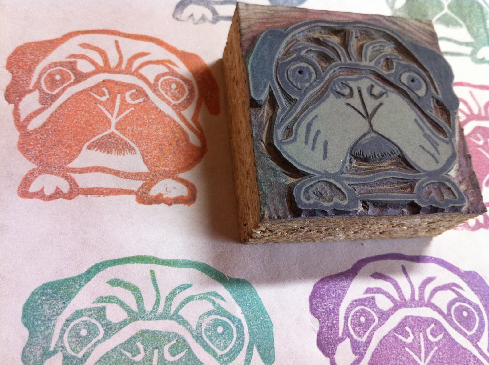 Pug linoleum Stamp 2 X 2 Made to Order Etsy