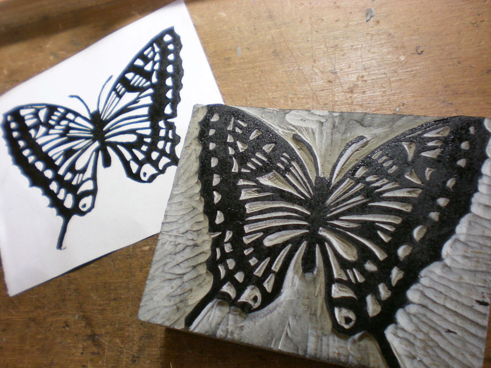Butterfly Stamp Hand Carved Linoleum Block 3 x 4 Etsy