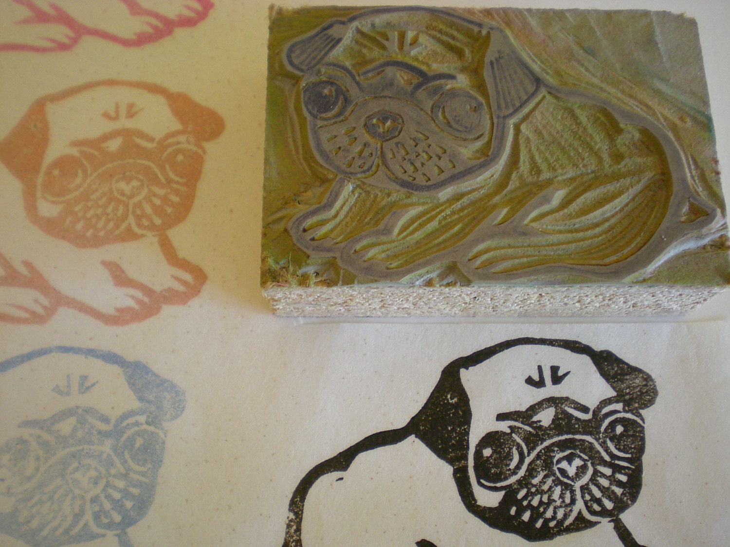 Pug Linoleum Stamp 2 X 3 Made to Order Etsy