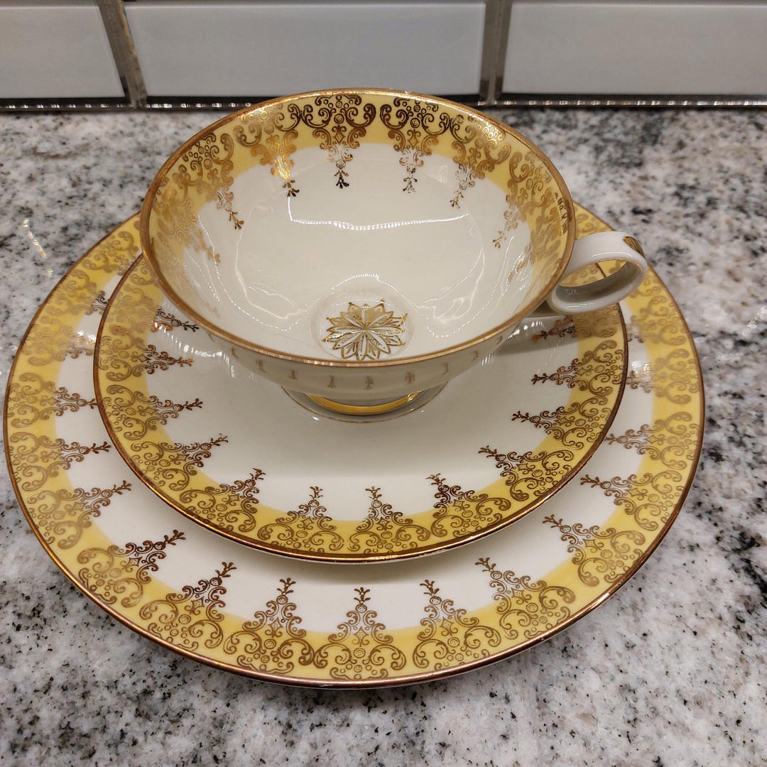 Vintage Porcelain Tea Trio by Schlottenhof Bavaria ~ Gold Design - Etsy