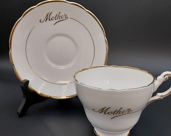 Regency Bone China "Mother" Teacup and Saucer Made in England Fine Bone China