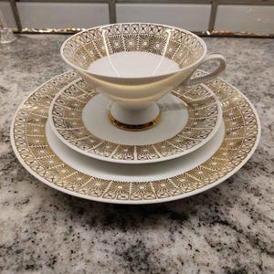 Vintage 3 pc  Bareuther Waldsassen Bavaria Germany Demitasse Cup, Saucer & Plate