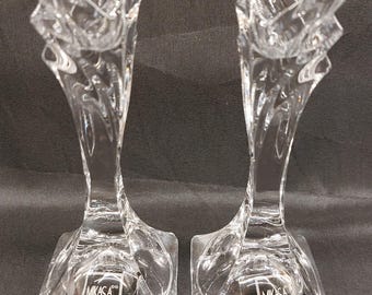 Set Of 2 Mikasa Crystal Candlestick Holders