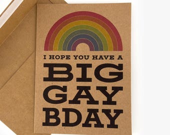 Funny Gay Birthday Card | Big Gay Bday | LGBTQ+ Birthday Card for Friend