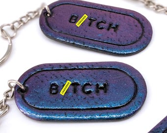 B*tch Keychain | Iridescent Color-Shift Handmade Keychain | Polymer Clay | Gag Gift | Offensive Gift
