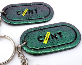 C*nt Keychain | Iridescent Color-Shift Handmade Keychain | Polymer Clay | Gag Gift | Offensive Gift