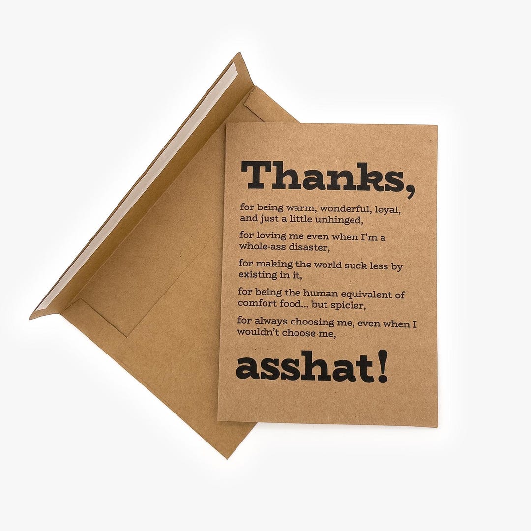 Asshat Card Funny Thank You Card: Thanks, Asshat! - Etsy