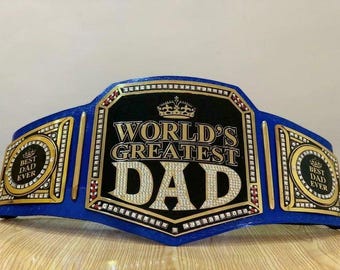World Greatest Dad Champion Wrestling Belt With Leather Strap