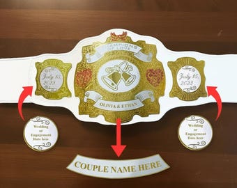 Custom Wedding Celebration Championship Belt - Personalized Gift for Bride and Groom - Unique Marriage Keepsake - Wedding Party Décor