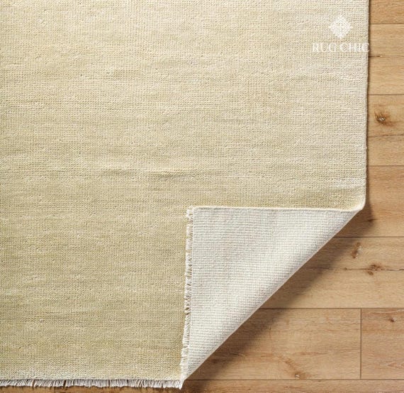 Cream Handmade Solid Rug, 9x12, 10x14 Hand Knotted Wool Area Rug, Modern Handmade Rug, 9x12 Area Rug for Living Room, Bedroom,