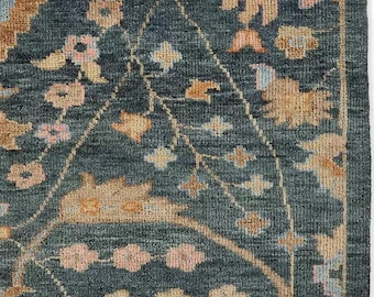 Camberly Hand-Knotted Rug, 8x10, 9x12, 10x14 Area Rug, Handmade Oushak Rug for Living Room, Bedroom, Dining Area,Indigo Handmade Area Rug