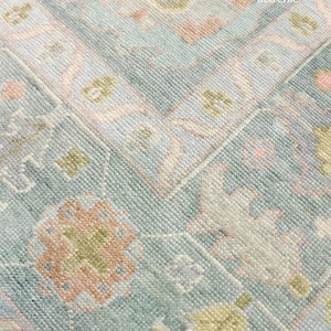 Muted Green Area Rug, Hand Woven Oushak Rug, Pastel Hand Knotted Modern Oushak Rug for Living Room, Bedroom, Turkish Handmade Wool Area Rug