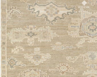 Hand Knotted Beige Oushak Rugs, Hand Woven Turkish Oushak Rug for Living Room, Bedroom, Bohemian Rug, 9x12 Wool Area Rug, 10x14 Area Rug
